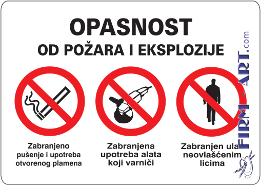 Zbirne table za gradilišta - OPASNOST OD POŽARA I EKSPLOZIJE (Sito štampa firm-art.com) 
